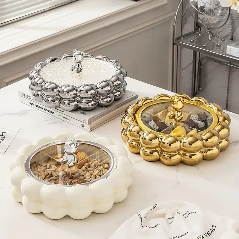 Luxury Ceramic Fruit Tray Lightweight Snack Plate for Living Room Coffee Table Modern Home Decor Dishware 2025 New Style High
