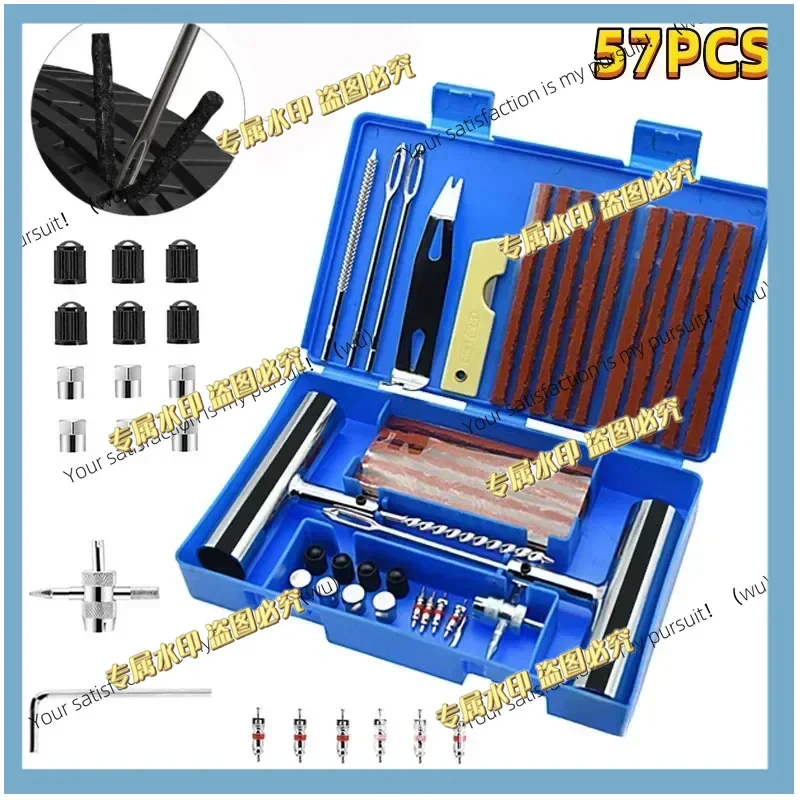 Emergency Heavy Duty Tubeless Tire Repair Rivet Kit, 33/57 Piece Automotive Tire Repair Kit, Puncture Repair Tool