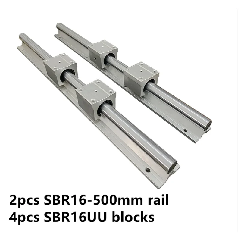 

2pcs SBR16 500mm linear guide rail + 4pcs SBR16UU linear block carriage bush for cnc router part