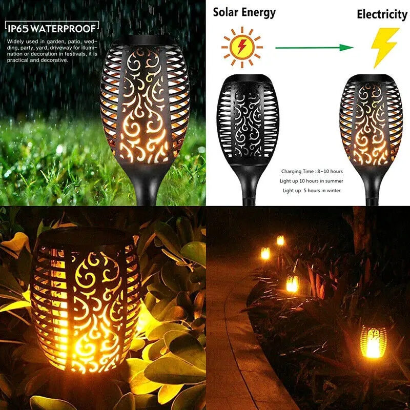 Garden Solar Light Flame LED Lamp Waterproof Outdoor Flickering Torch Light Landscape Decor Lawn Solar Path Lighting Fire Lights