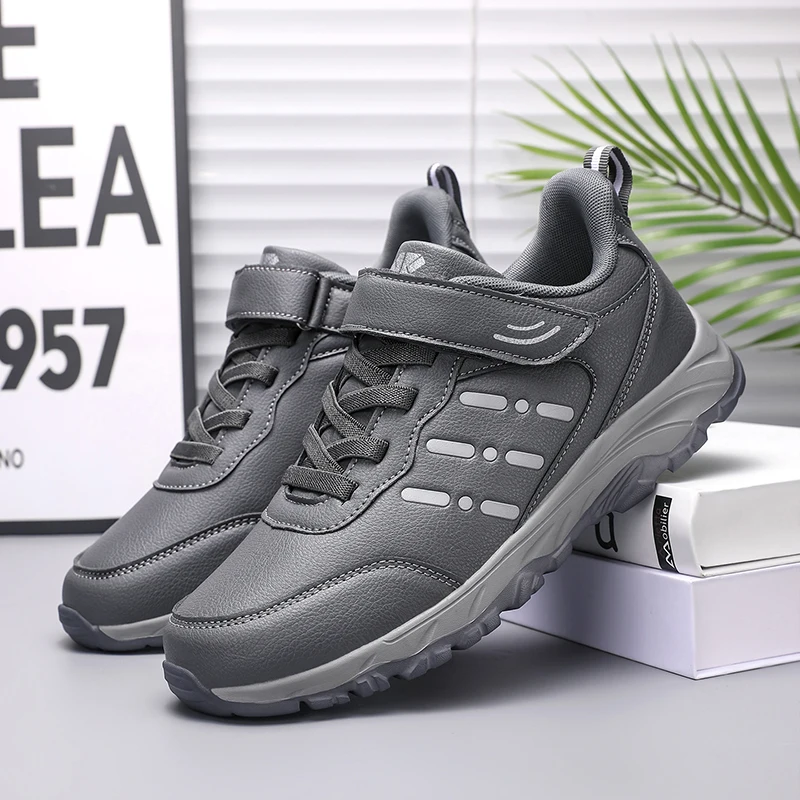 Herren-Sneaker, wasserdicht, bequem, strapazierfähig, Wanderschuhe, klassische unifarbene Outdoor-Camping-Freizeitschuhe, klobige Sneaker – Detail 6