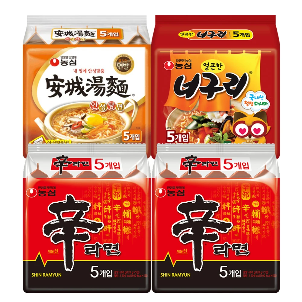 حقيبة مختلطة من Nongshim ، 10 أكياس من Shinmyeon ، 5 أكياس من Anseongtang ، 20 كيس من Nongshim