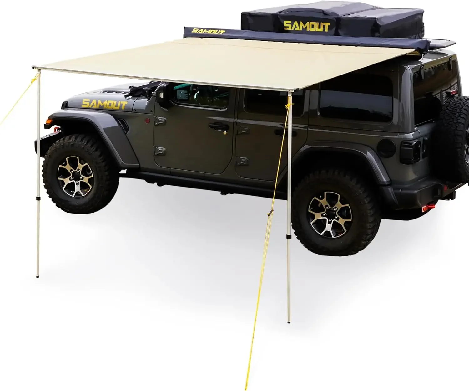 

Автомобильный тент, 4,6 x 6,6 фута, боковой тент Ripstop на крыше, UPF50+, усиленные петли и столбы для Jeep/SUV/Truck/Van