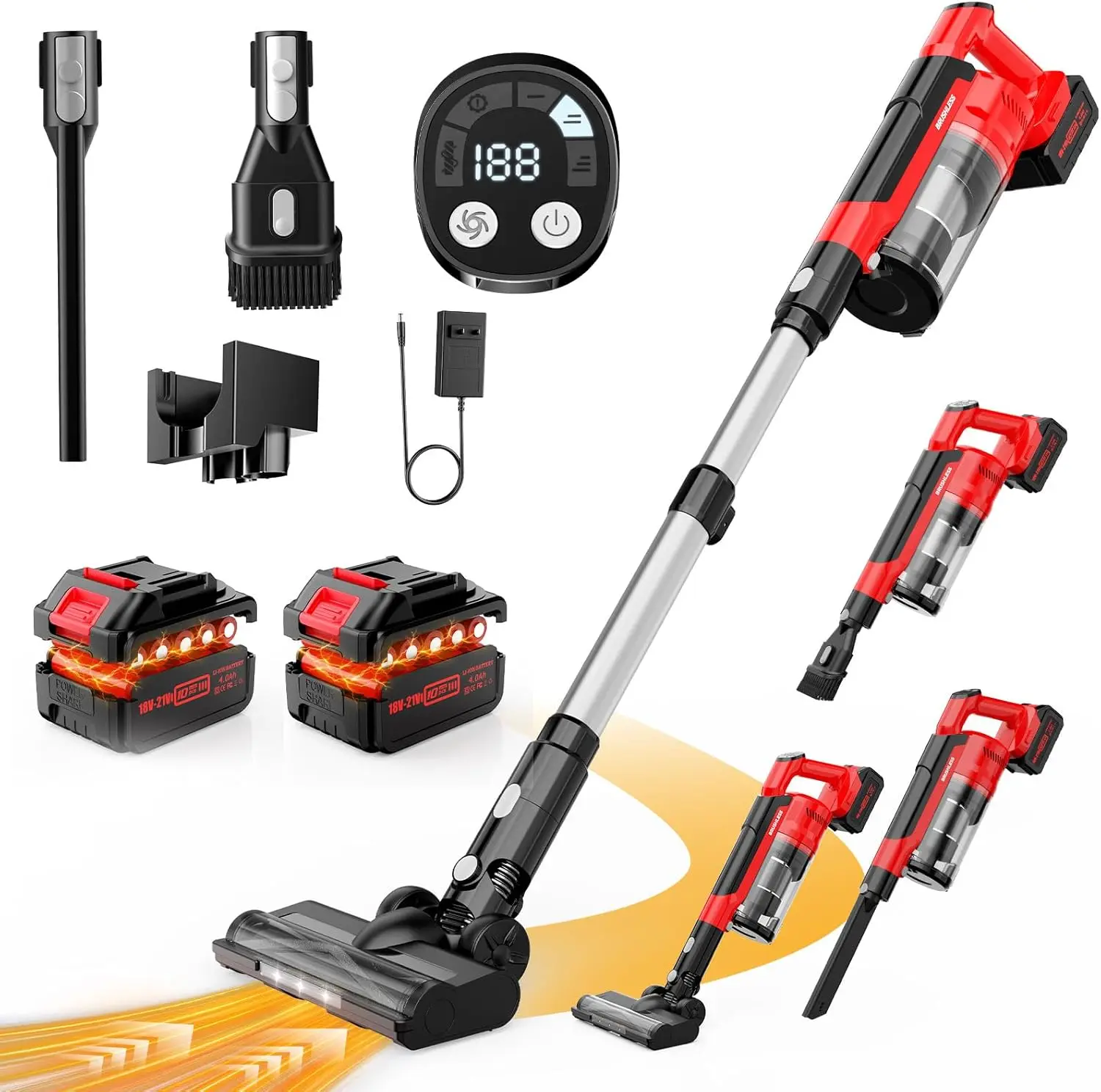 

Cordless Vacuum Cleaner 60KPa Suction, 700W Brushless Motor, 70-Min Runtime, Anti-Tangle for Pet Hair