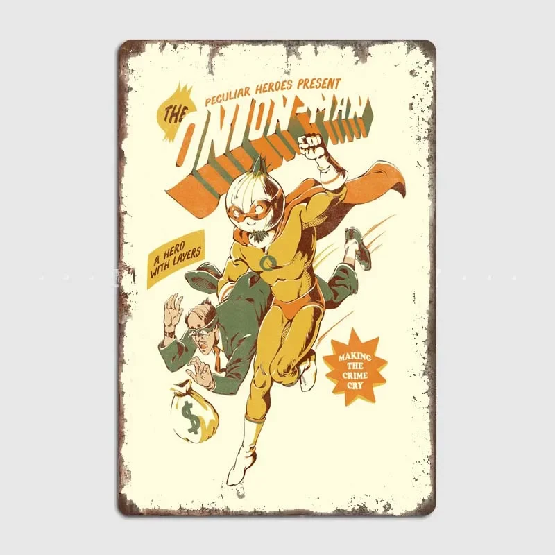 

Onion Man Create Nostalgic Style Decoration with Retro Metal Tin Plaque and Classic Art Poster Print for Wall Decor