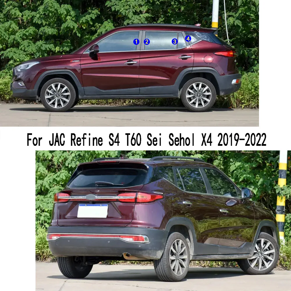 Car TPU/Glossy Mirror Pillar Post Cover For JAC Refine S4 T60 Sei Sehol X4 2019-2022 Door Trim Window Molding Sticker 6pcs