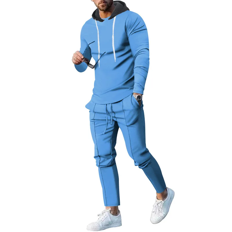 Casual Sports Suit Men's Spring And Autumn Loose Hooded Sweater Slim Two-piece Set view 5