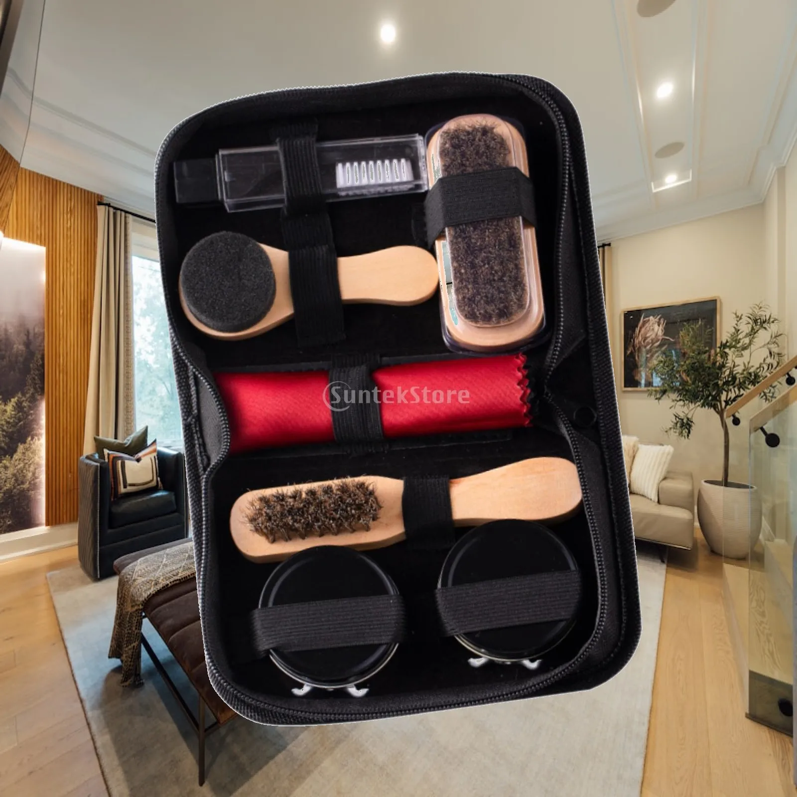 Shoe Polish Kit Leather Cleaning Tools Shoe Shine Set Shoe Maintenance Kit for Unisex Adults Travel and Office Use