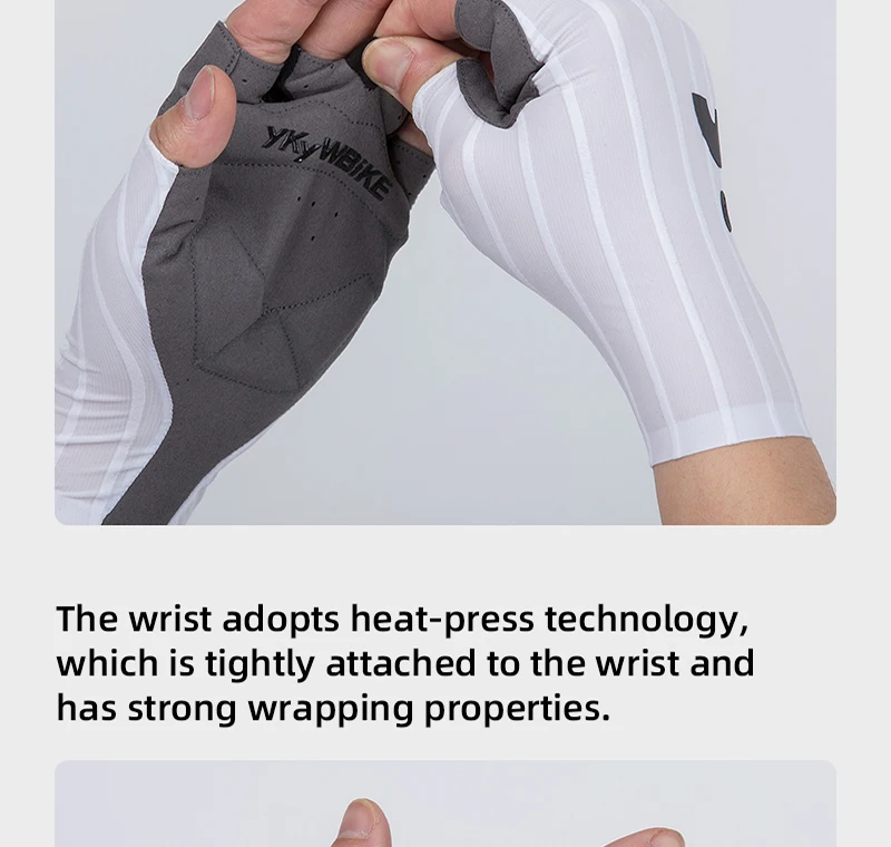 YKYWBIKE Fahrradhandschuhe, gewebt, aerodynamisch, gestreift, Fahrrad-Sporthandschuhe, rutschfeste Reithandschuhe, stoßdämpfende Rennradhandschuhe – Detail 11