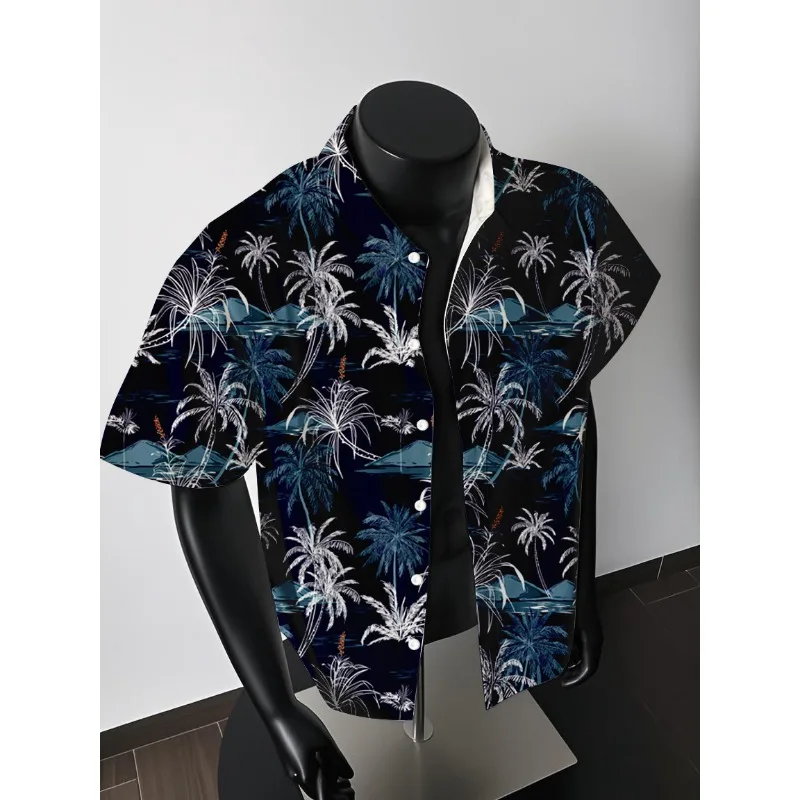 

Men's plus Size Casual ort Sve Floral irt Summer New Arrival Breathable Polyester Fiber Beach Faion Urban Sle