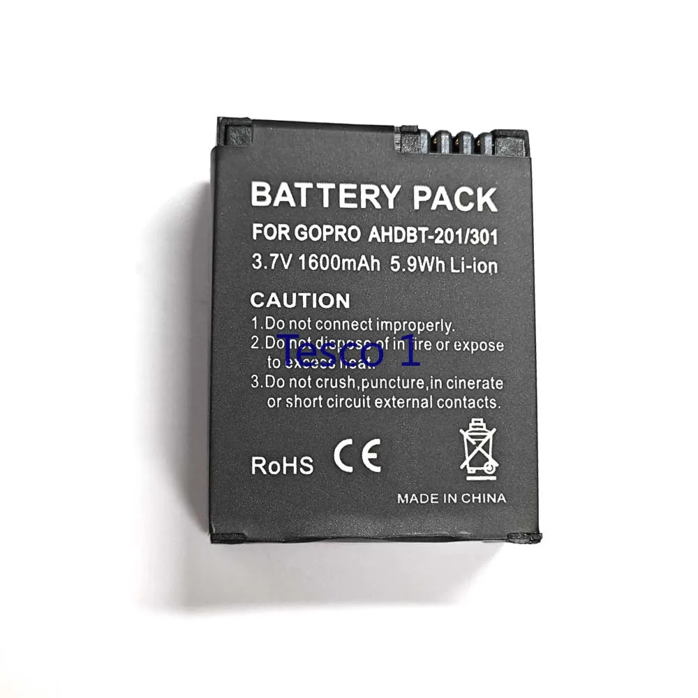 2 pieces New AHDBT-201/301 Rechargeable Battery 1600mAh FOR GoPro HERO 3 3+ sport Camera Repair accessory