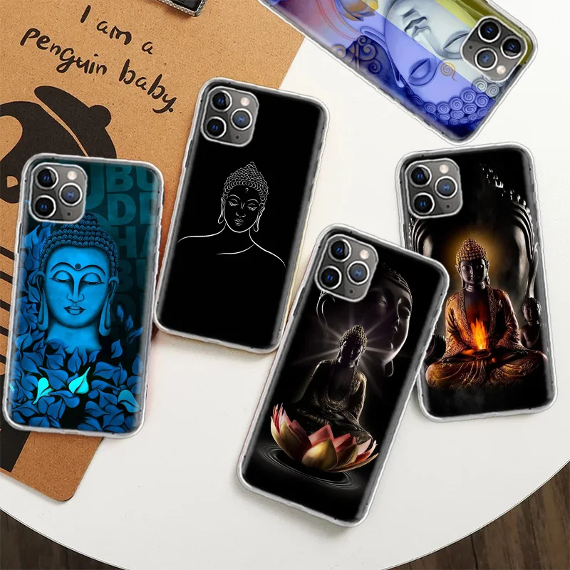 Gautama Buddha Soft Printing Drawing Case for iPhone 12 13 Mini 14 Plus 15 16 Pro Max 11 X XS Max Clear TPU Protective