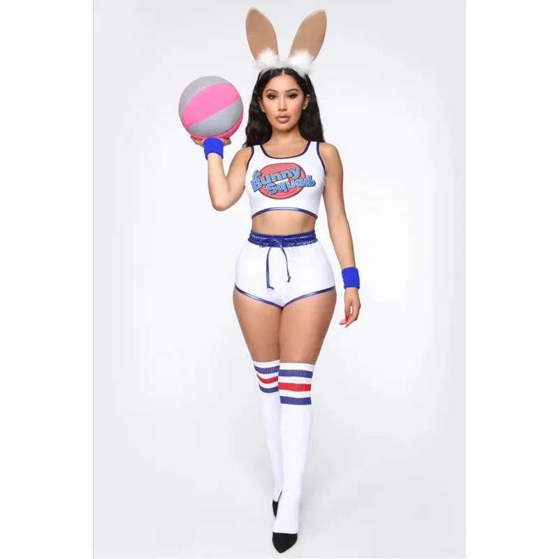 ✿ 2026 ✿ Disfraz de Cosplay de Lola Bunny, Conejita Espacial, para Mujeres y Niñas, Ropa de Fiesta de Halloween, Top y Pantalones Cortos ✿