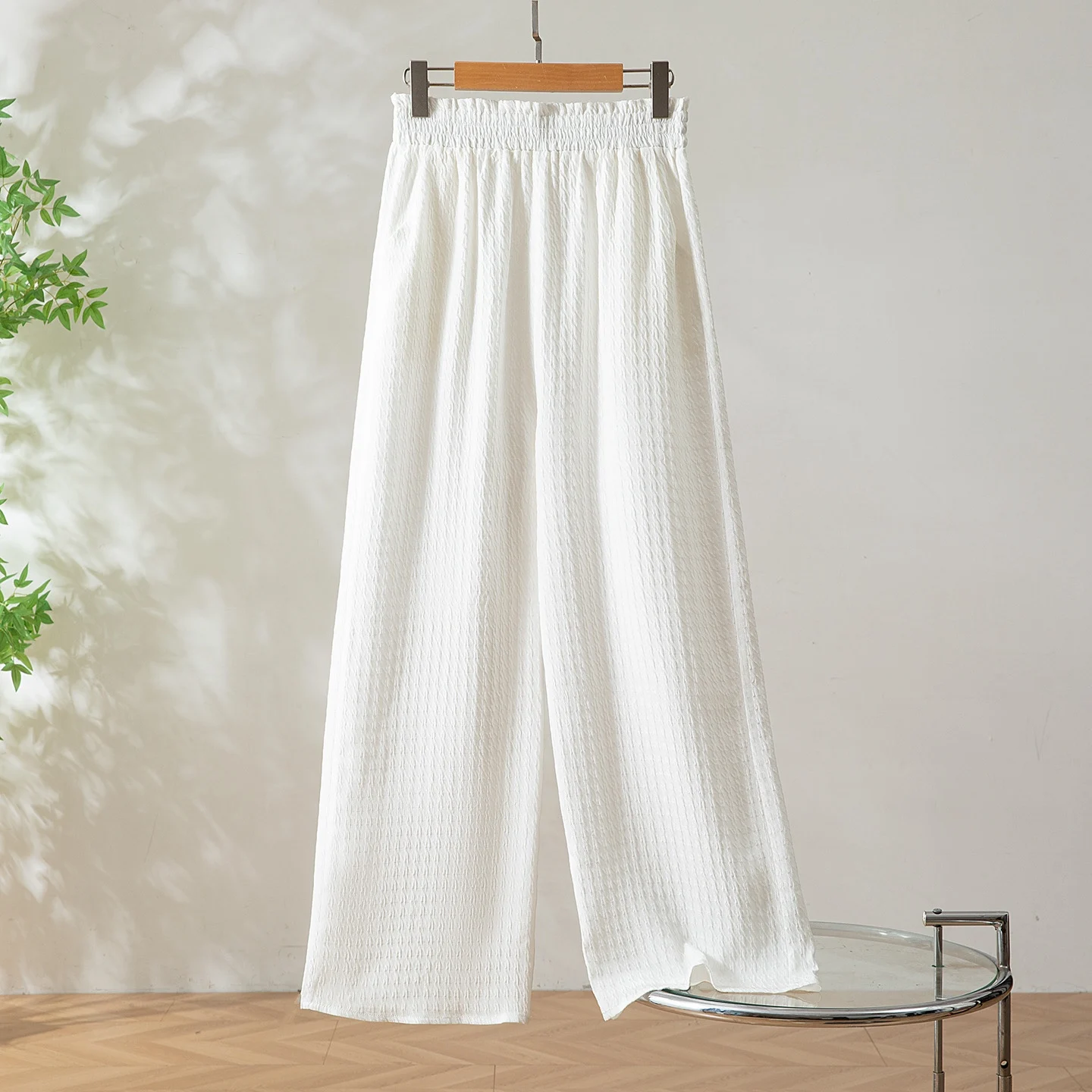 2025 Women's Early Autumn New 100% Natural Mulberry Silk GuanLe Crepe Dyeing High Waist Loose Straight Casual Pants