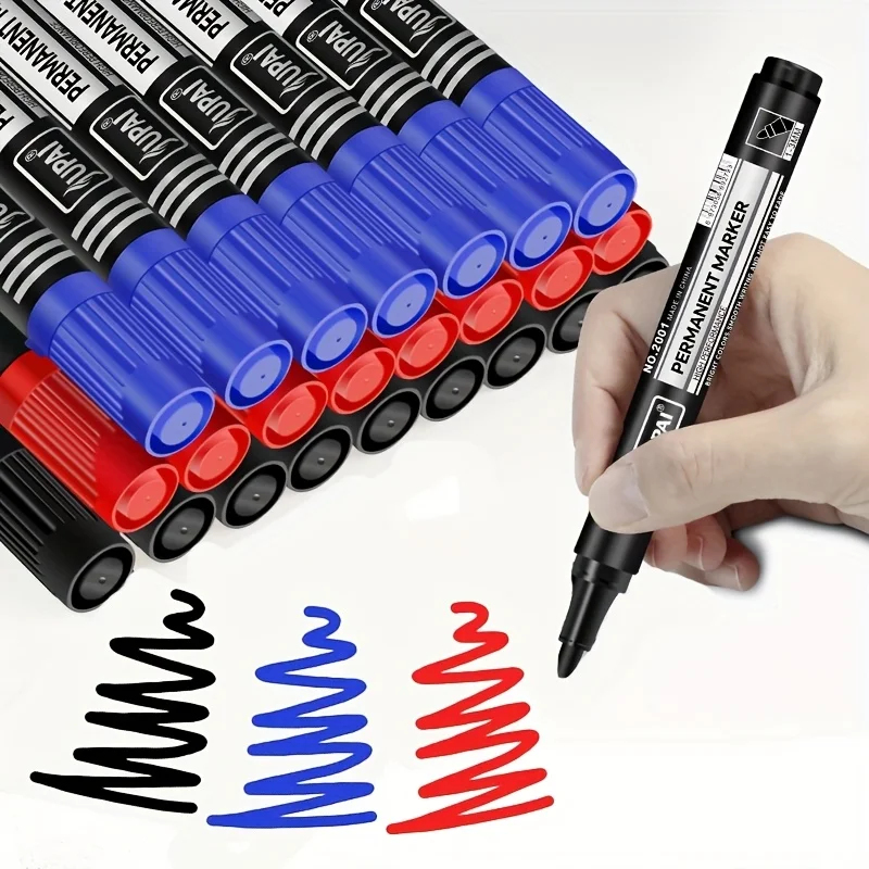 10 Pcs Oily Permanent Marker Pens Indelible Waterproof Artist-Grade Ink Durable for Students School Stationery Supplies
