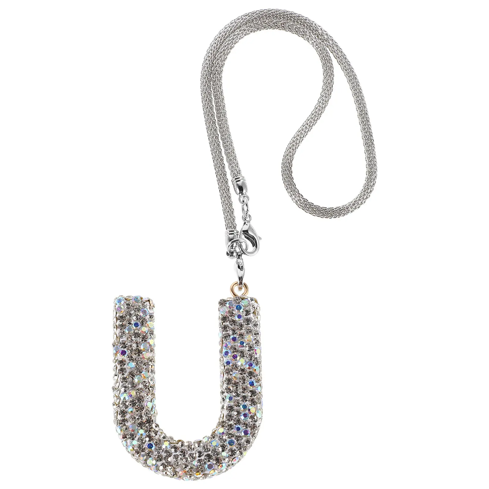 

Подвеска-украшение для автомобильного зеркала заднего вида: буква U, стразы, сплав, автомобильный талисман, декор для интерьера, подвески на зеркало заднего вида