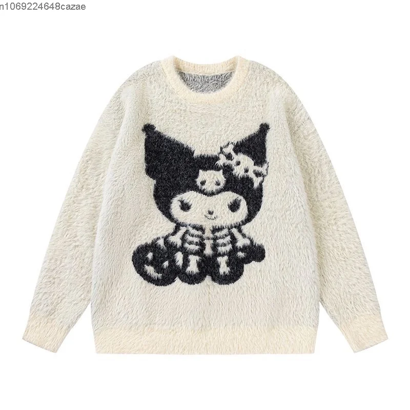 Sanrio Kuromi Trend Sweater Soft Imitation Mink Velvet Pullovers Women Autumn Winter Fashion Tops Aesthetic Sweaters Y2k Clothes