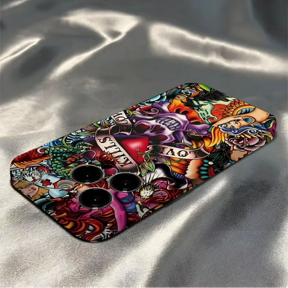 Ed Hardy Capa de telefone para iPhone 16 Pro Max 15 14 13 12 11 Pro11 Mini 2025 16 Capa de filme HD brilhante