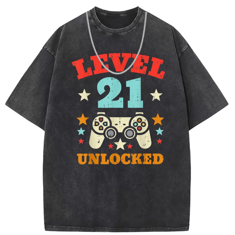 Level 21 Unlocked Video Gamer Sweatshirts Faddish Long Sleeve Custom Men Tshirts Man Customized Clothing New Year Day