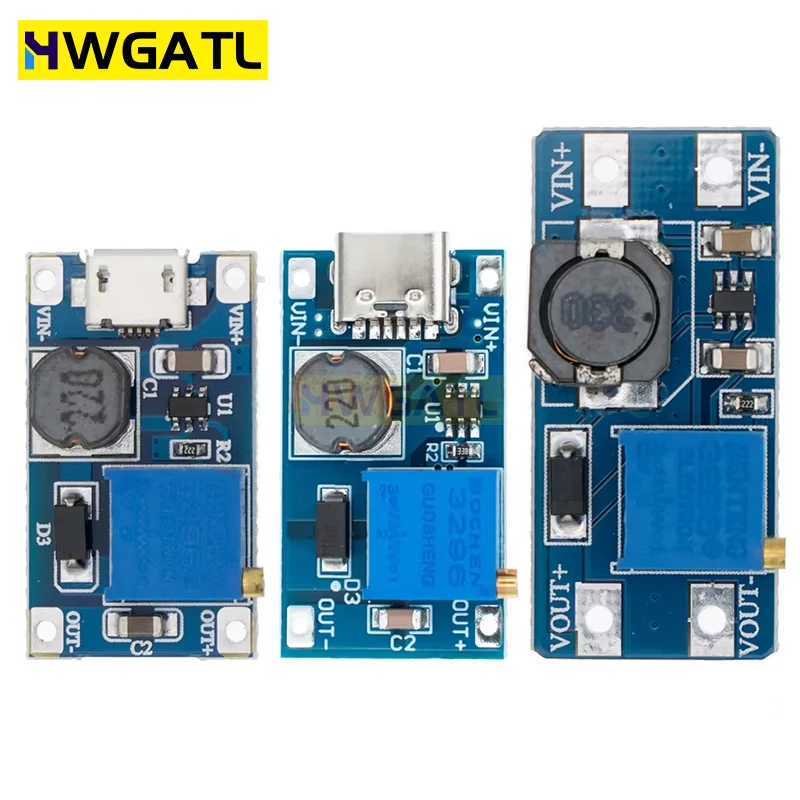 HWGATL MT3608 DC-DC Step Up Converter Booster Power Supply Module Boost Step-up Board MAX output 28V 2A for arduino diy kit