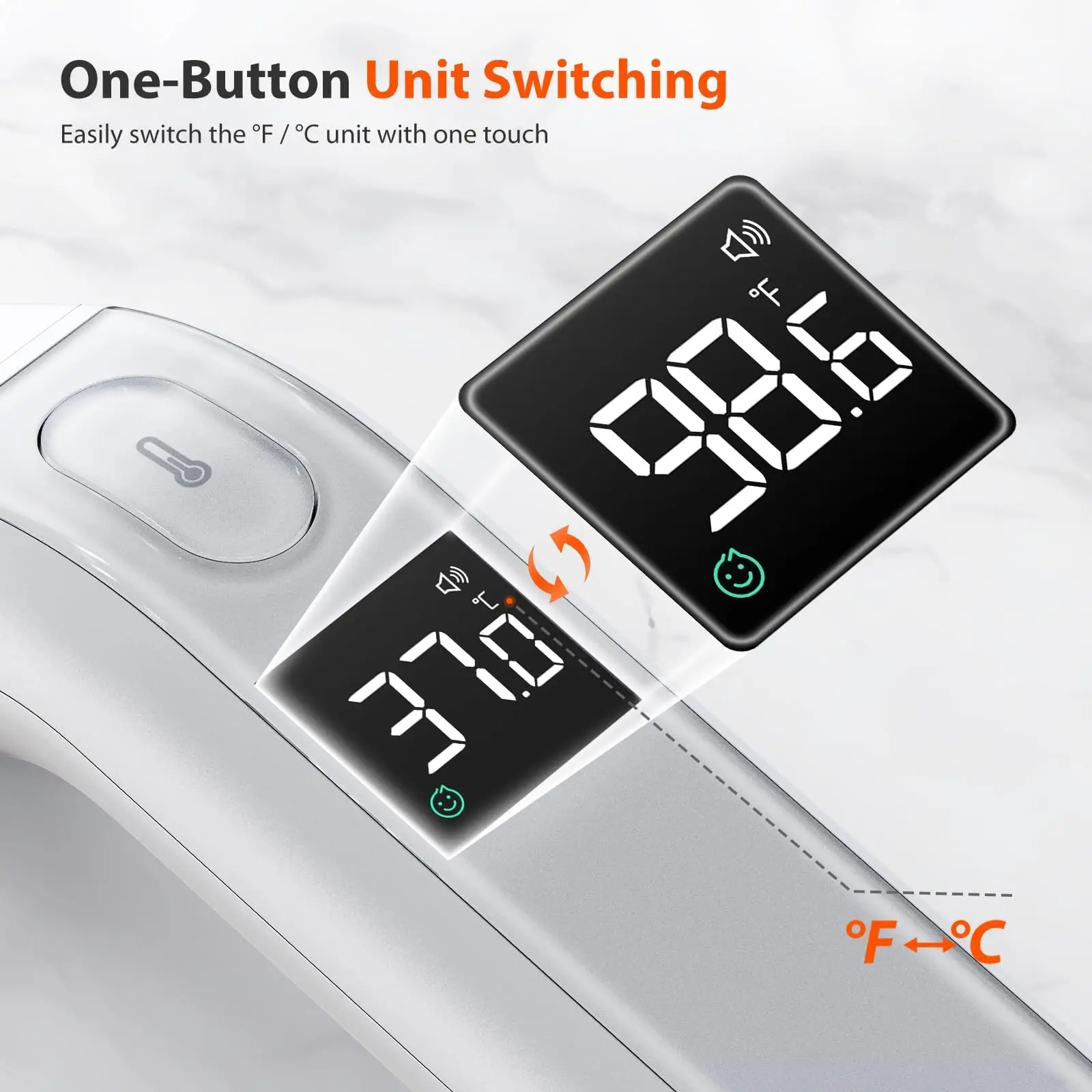 

iHealth без сенсорного инфракрасного термометра для лба, термометр для взрослых и детей, 3, сверхчувствительные датчики, большой светодиодный цифровой режим отключения звука