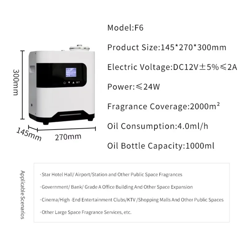 New Arrival HVAC Popular Air Aroma Diffuser 1000ml Large Volume Metal Electric Scent Diffuser Machine With Smart App Control