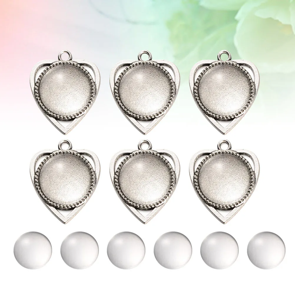 

10 set 10 Sets 18Mm Retro Pendant Accessories Diy Jewelry Making Trays Copper Plating Bezel Glass Kit For Photo Resin
