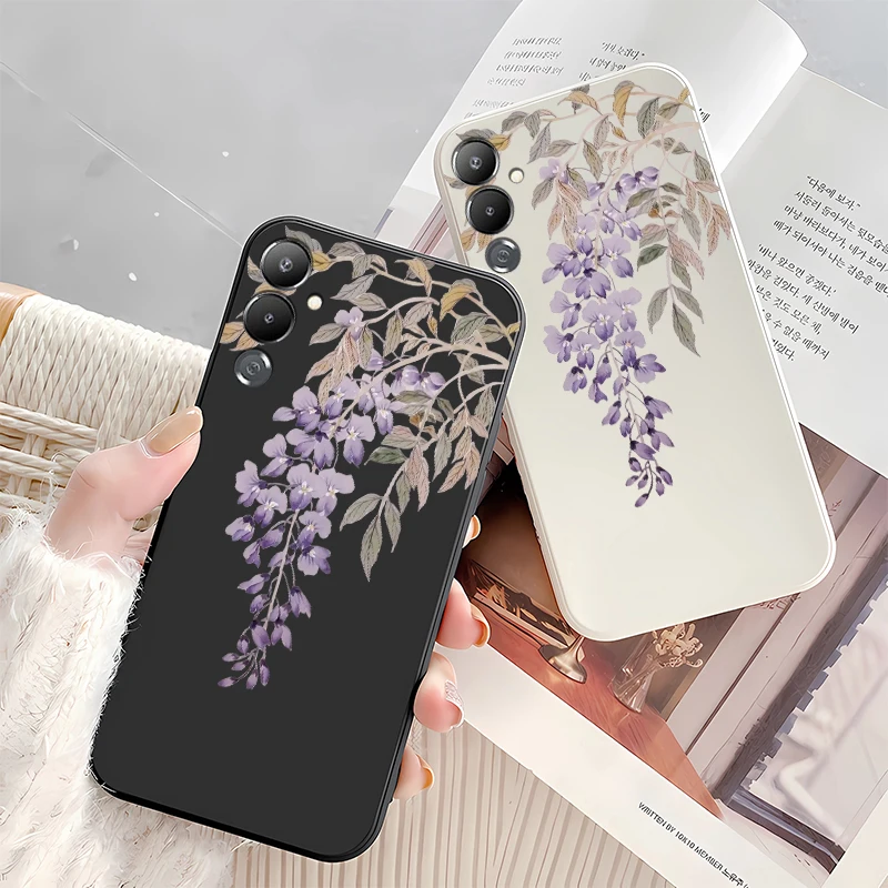 Funda para Infinix Zero 40 GT 20 Pro S5 Lite pintura suave delicadas flores moradas silicona a prueba de golpes parachoques cubierta trasera del teléfono