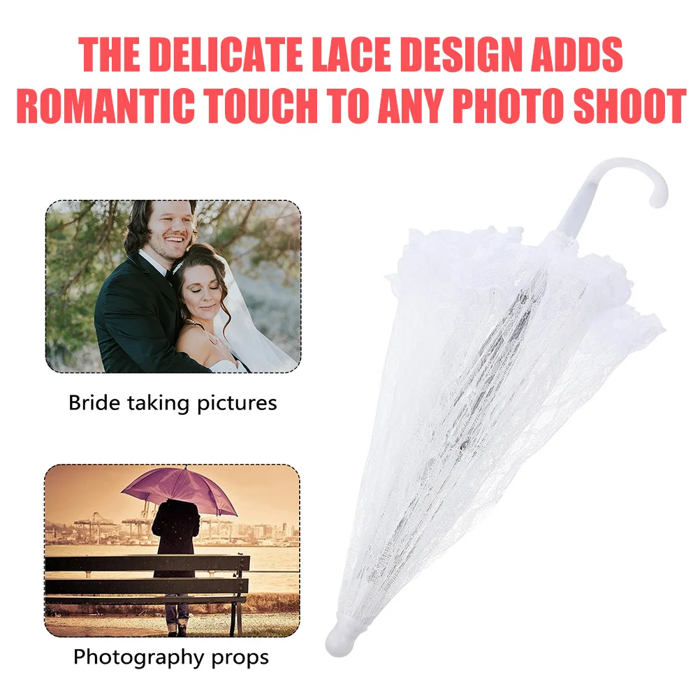 

2Pcs Lace Umbrella Elegant Embroidery Parasol Vintage Photography Prop Bridal Wedding Party Decoration Large Size Delicate