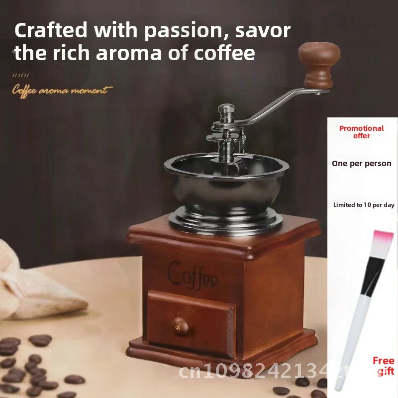 

Классическая ретро деревянная ручная кофемолка портативный ручной пресс для зерен для офиса дома бариста небольшой размер украшение для заваривания кофе