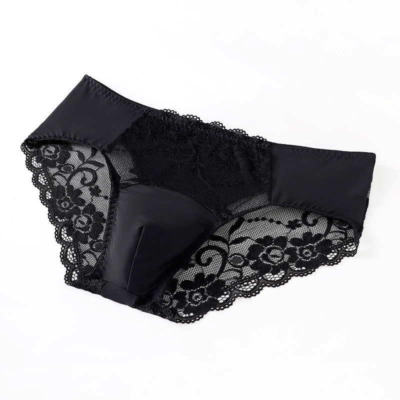 

Men Sissy Pouch Sexy Lingerie Briefs Underwear Lace Low Rise Floral Panties for Transgender Ladyboy