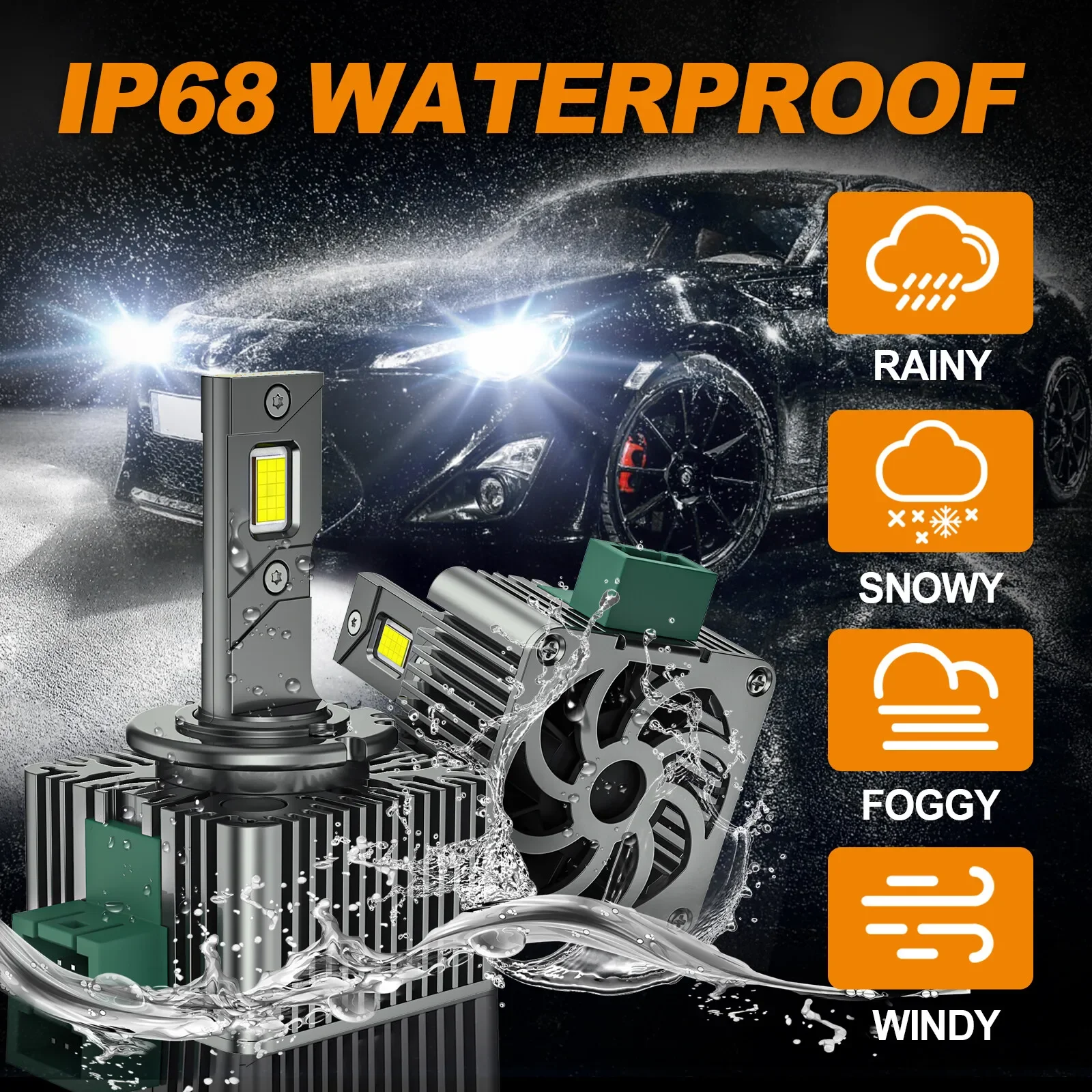 2 قطعة D3S D3R LED الطيران الألومنيوم و ABS المصابيح الأمامية 240 واط 6500 كيلو سوبر وايت HID زينون تحويل عدة