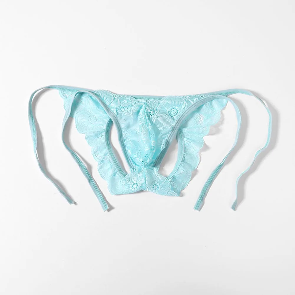 Men Lace Low Waist Very Hot Lingerie G-Strings Pouch Underpants Hollow Out T Extreme Men's Panties Breathable Underwear Briefs