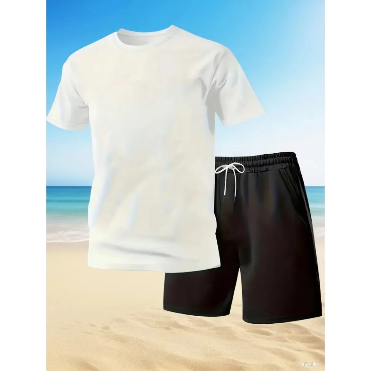 

Hawaiian Style Men's T-shirt Shorts Suit Daily Casual Stylish Men's Short-sleeved Top Outdoor Vacation Men's Athletic Short