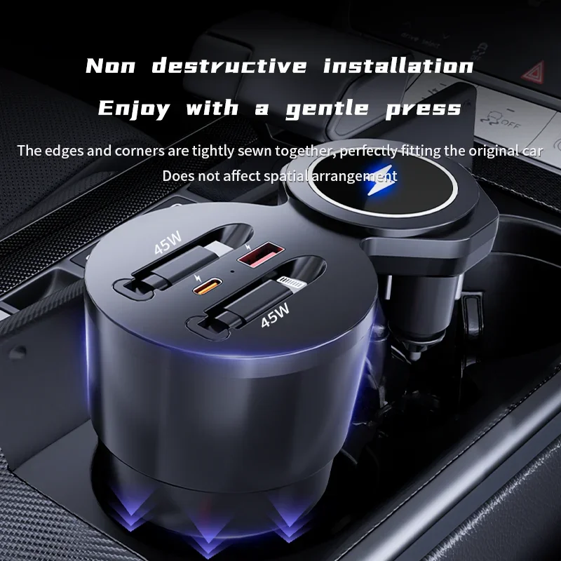 For Audi A6 A7 2019-2025 130W Car Fast Charger USB Converter Cigarette Lighter Splitter Docking Station