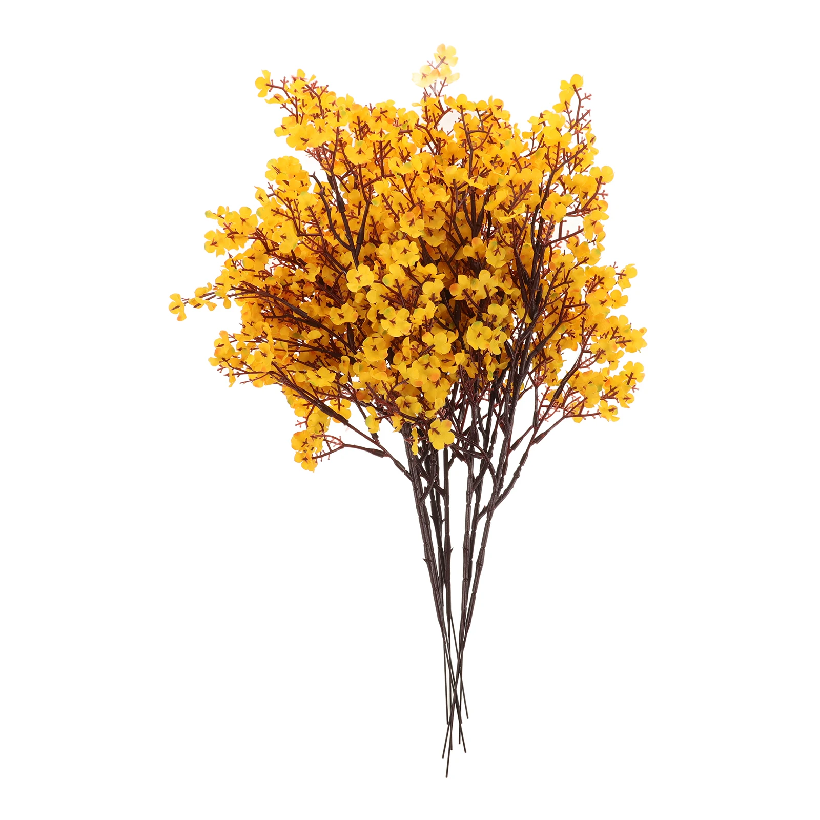 

8pcs Artificial Gypsophila Bouquet Fake Wedding Bridal Bouquets Realistic Simulated Flowers Yellow Faux Flower Arrangement Home
