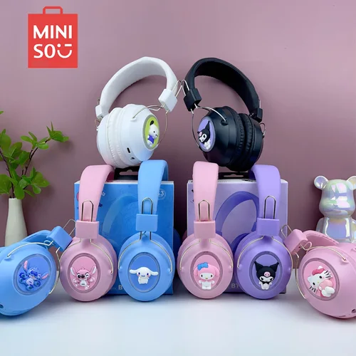 Nuevos auriculares deportivos Bluetooth Sanrio Kuromi Stitch de dibujos animados con LED parpadeante auriculares inalámbricos para juegos Esports