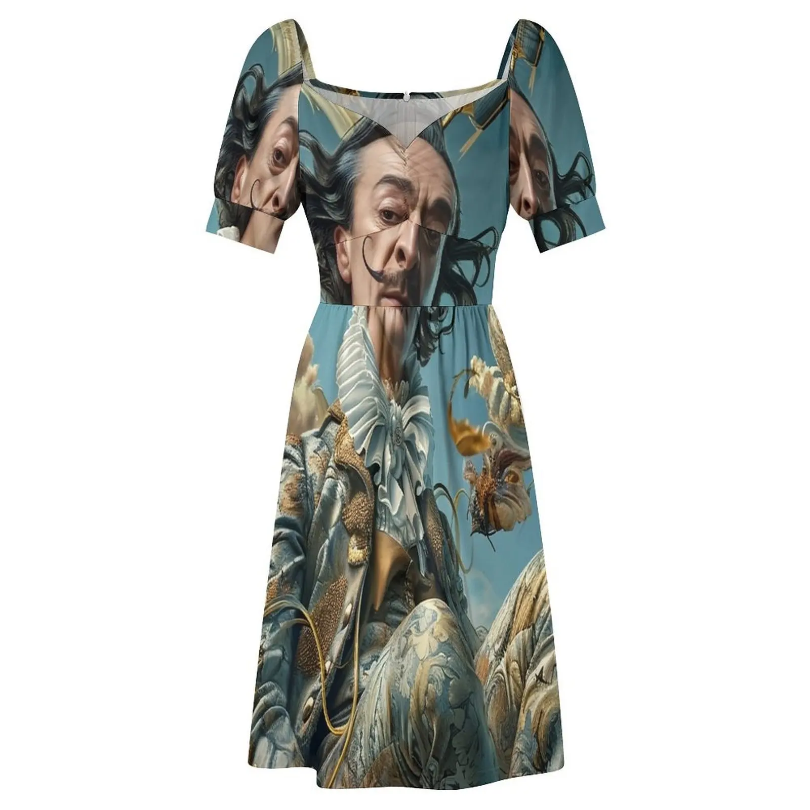 Salvador Dali Canvas Print T-Shirt Hoodie The Golden Paintbrush Surrealism Art Short Sleeved Dress Dress vintage Dress