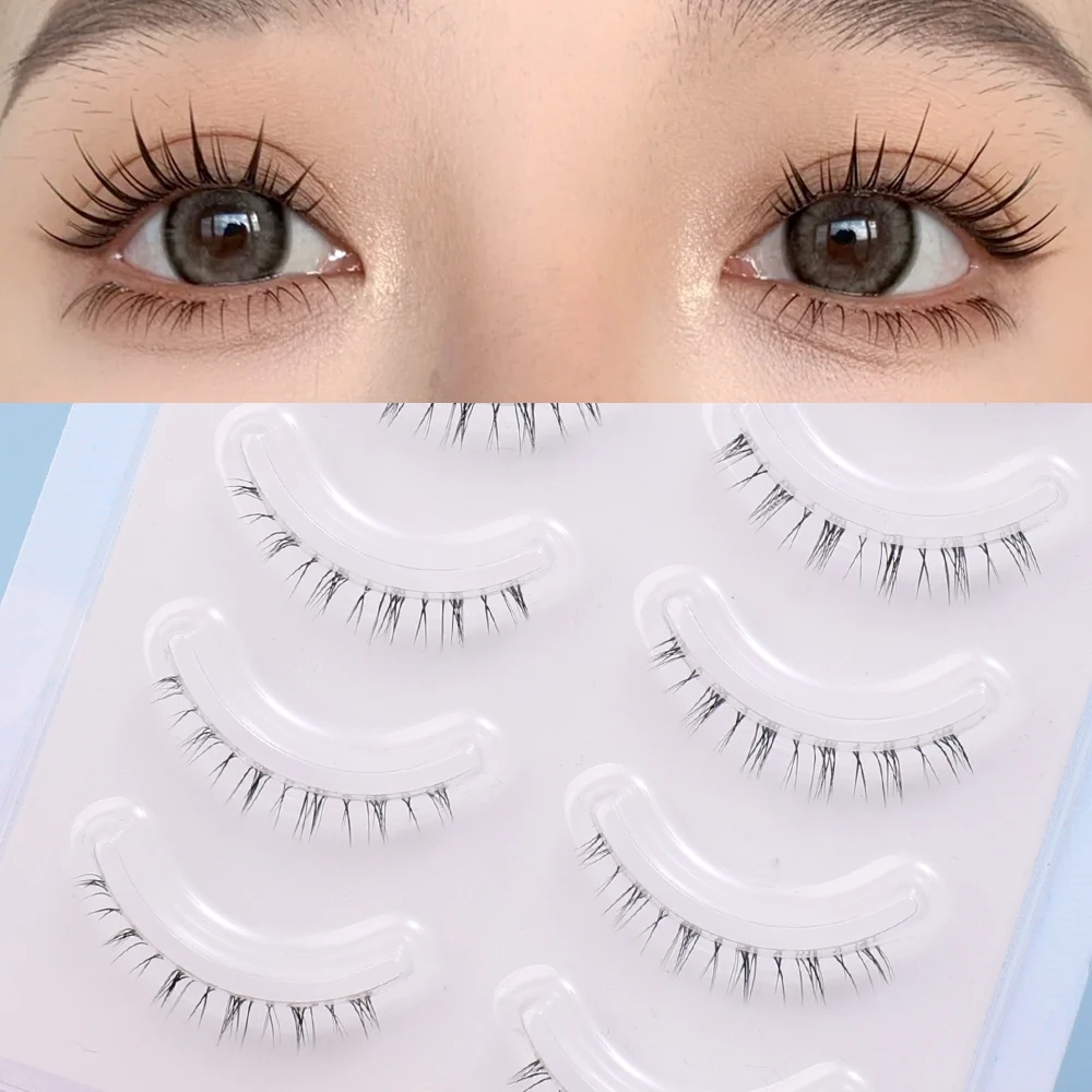 5 pares de cílios inferiores design fofo moda natural sob cílios feitos à mão faixa transparente inferior falso lash extensão ferramentas de maquiagem