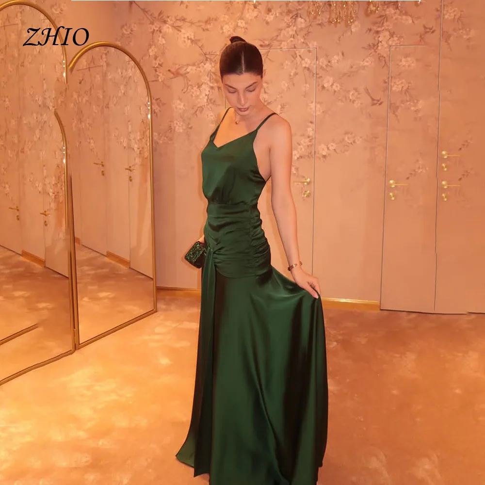 

ZHIO Modern Sexy Spaghetti Strap Evening Dresses Backless Formal Saudi Arabic Occasion Dress Party Gowns Customized Elegant