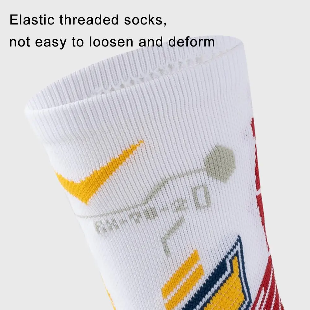 บาสเกตบอลชายถุงเท้ากีฬาถุงเท้าเข่าสูงหนาขี่จักรยานผ้าเช็ดตัวเด็กผู้ใหญ่ถุงเท้าด้านล่างตะกร้า Calcetines M7r8