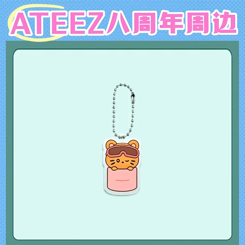 ATEEZ 8th Anniversary Keychain Cartoon Cute Keyring Pendant High Quality Acrylic Bag Accessories Wooyoung Yeosang YUNHO Fan Gift