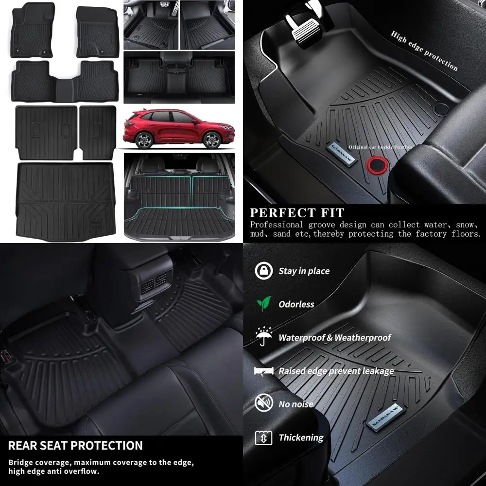 

SANBAN Floor Liners & Cargo Liners & Backrest Mat for 2020-2024 2025 Ford Escape (NOT Fit Hybrid),TPE All Weather Protection Car