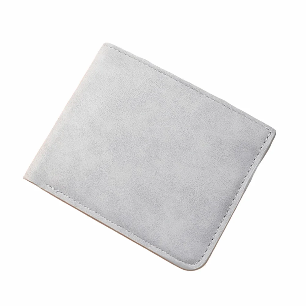 New Folding Men's Leather Wallet Solid Color Matte Short Wallet Simple Thin Credit Card Holder Travel