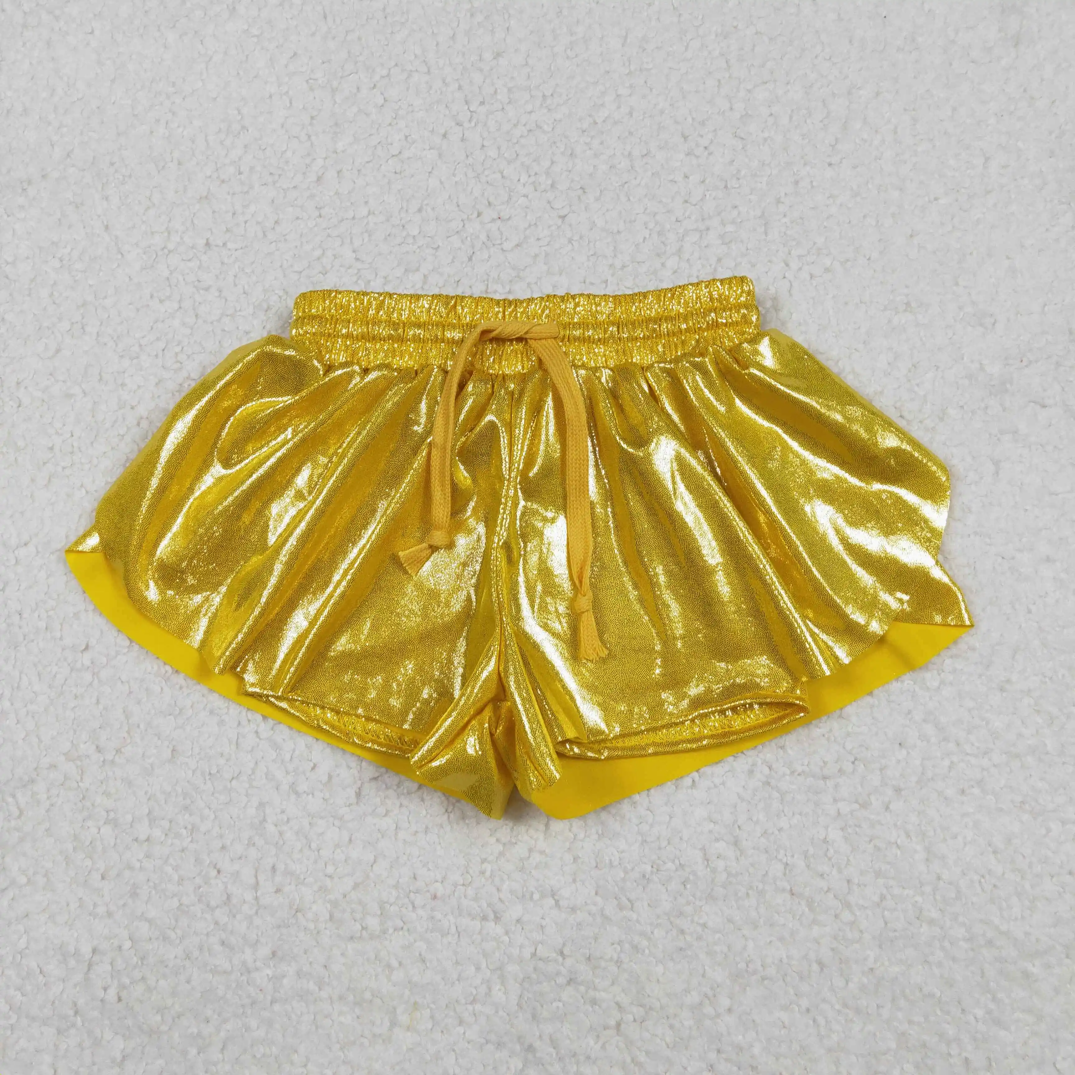 

z1210-10 SS0687 Summer Wholesale kids clothes girls yellow leather shorts New Arrival Shorts Boutique baby boys clothes