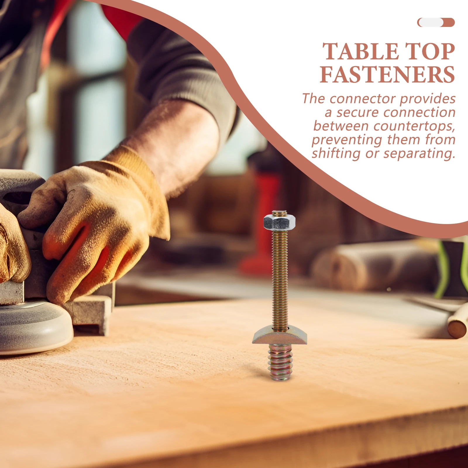 

4 Sets 8x80mm Furniture Connector Heavy Duty Benchtop Joiner Countertop Hardware Worktop Thread Bolt Table Top Fasteners Kitchen