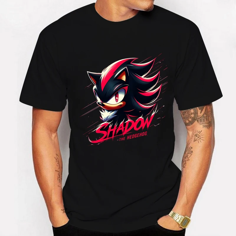 Sonics Adult Cotton T-shirt Summer Fashion Printed Top Man Anime Cute Clothes Short Sleeve Clothing Shadow The Hedgehog Tee 2025