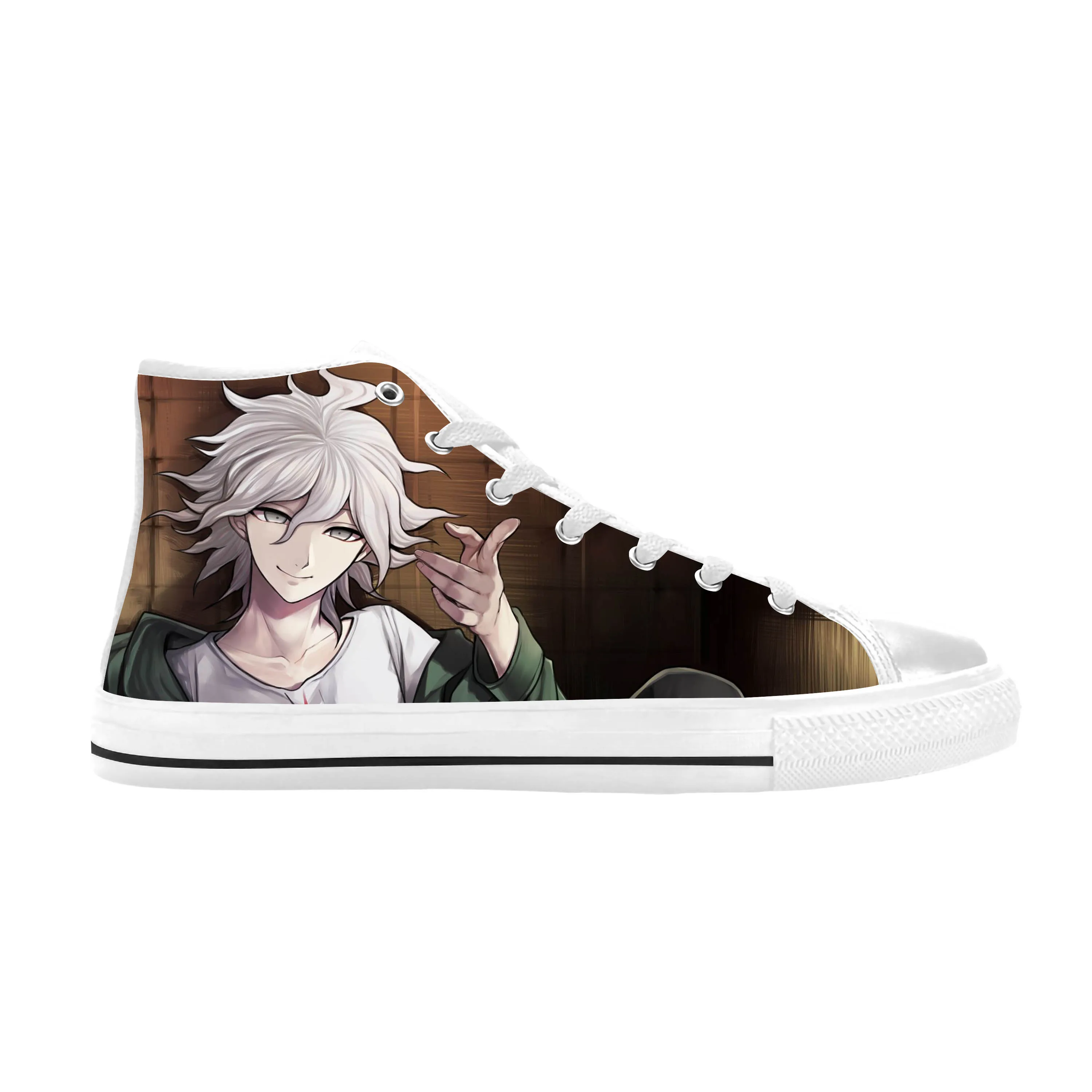 Japanese Anime Cartoon Danganronpa Komaeda Nagito Casual Cloth Shoes High Top Comfortable Breathable 3D Print Men Women Sneakers