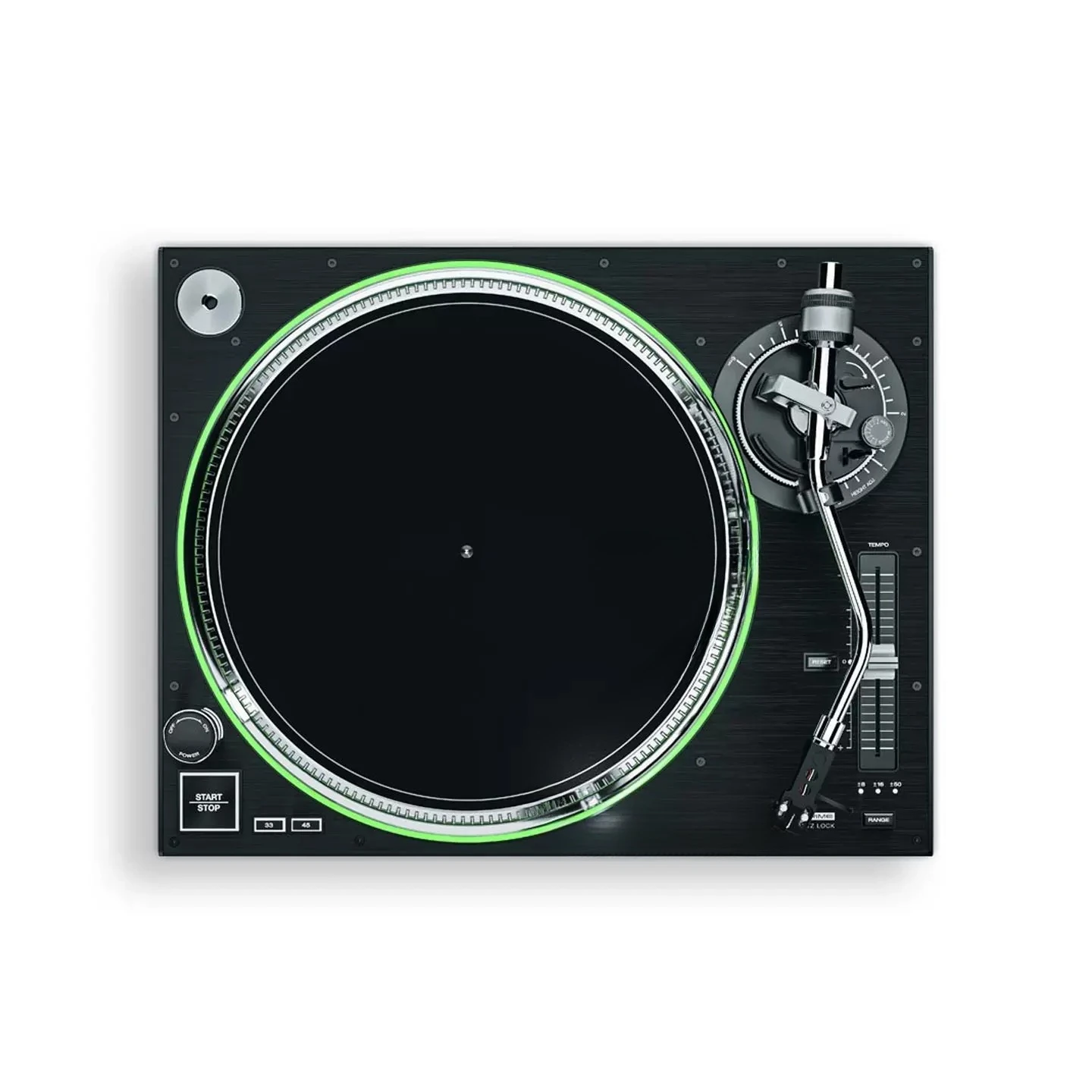 Professional turntable with real quartz lock and LED light ring