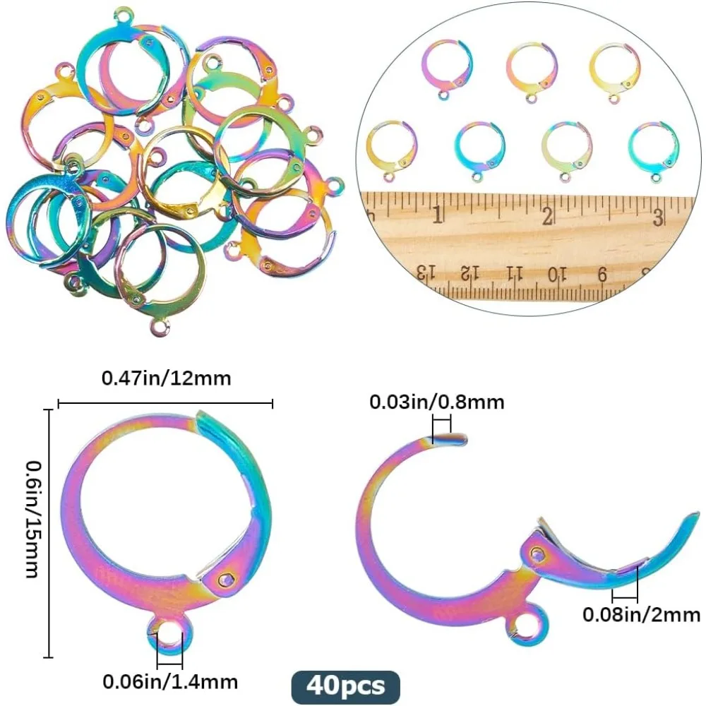 

1 Box 40Pcs Round Wire Earring Hooks Stainless Steel Earring Bulk Leverback French Hook Hook for Jewelry Making DIY Craft